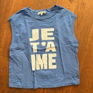 Sundry Blue Muscle Tee with 'JE T'AIME' Print